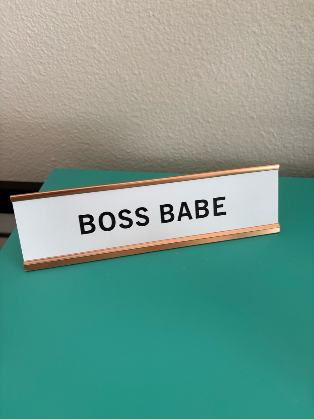 Boss Babe Sign Decor  - White with Rose Gold Trim